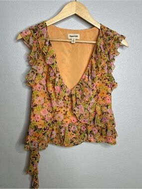 Open Edit Nordstom Women's Floral Ruffle Top NWOT Size Medium